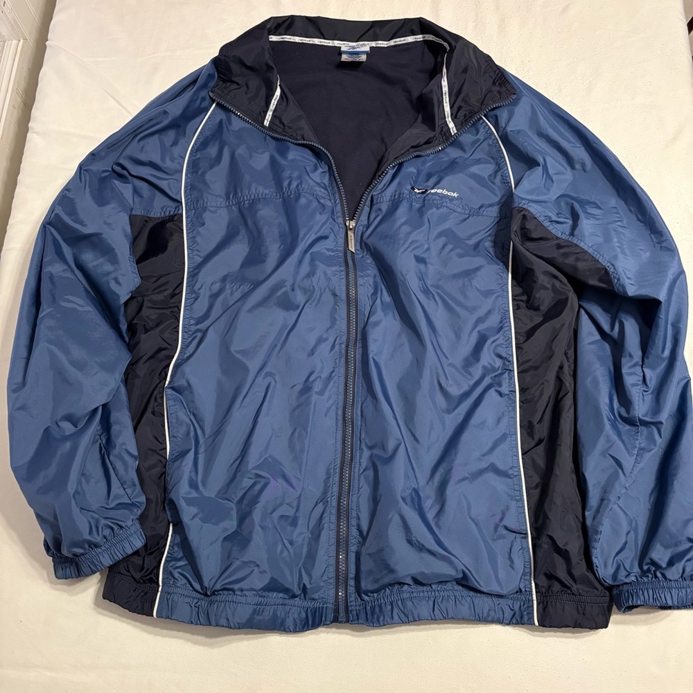 Vintage Reebok Navy and Black Windbreaker Jacket